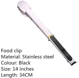 Keuken Accessoires Roestvrijstalen Keuken Tang Siliconen Antislip Koken Clip Clip Barbecue Salade Tool Barbecue Accessoires 34cm zwart
