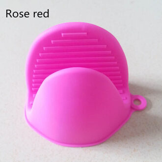 Keuken Accessoires Siliconen Handschoenen Oven Warmte Geïsoleerde Vinger Handschoenen Koken Tools Magnetron Antislip Grijper Keuken Gadgets roos rood