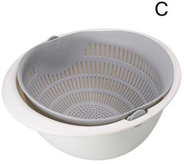 Keuken Afvoer Mand Kom Rijst Wassen Vergiet Manden Zeef Fruit Groenten Dubbele Afvoer Opslag Noedels Mand Kitch K5U7