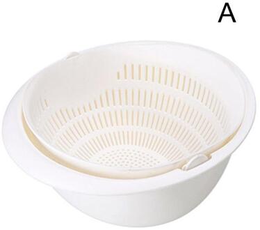 Keuken Afvoer Mand Kom Rijst Wassen Vergiet Manden Zeef Fruit Groenten Dubbele Afvoer Opslag Noedels Mand Kitch K5U7