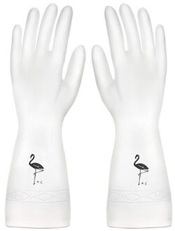 Keuken Afwas Handschoenen Huishouden Transparante Rubberen Handschoenen Pvc Waterdichte Wassen Kleding Duurzaam Antislip Cleaning Handschoenen flamingo L