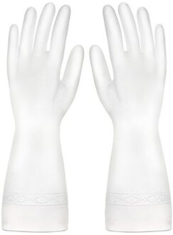 Keuken Afwas Handschoenen Huishouden Transparante Rubberen Handschoenen Pvc Waterdichte Wassen Kleding Duurzaam Antislip Cleaning Handschoenen wit S