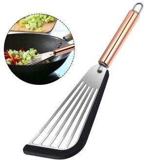 Keuken Antislip Roestvrijstalen Spatel Lekkende Schop Vis Slice Kookgerei Hout Antislip Roest-Proof geweldig Voor Gebruik #35