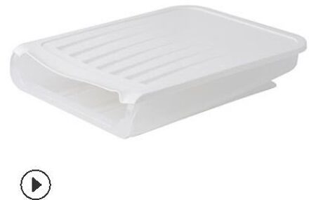 Keuken Auto Scrolling Ei Opslag Houder Ei Opbergrek Koelkast Voedsel Spaarders Thuis Plastic Space Saver Organizer Container wit