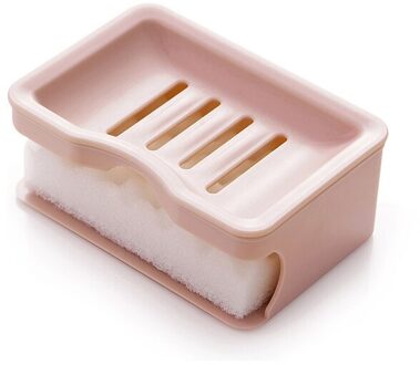 Keuken Badkamer Double Layer Zuig Sponzen Zeephouder Badkamer Zeep Houder Badkamer Benodigdheden Badkamer Gadgets roze
