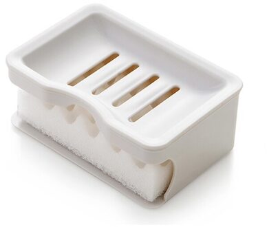 Keuken Badkamer Double Layer Zuig Sponzen Zeephouder Badkamer Zeep Houder Badkamer Benodigdheden Badkamer Gadgets uit-wit