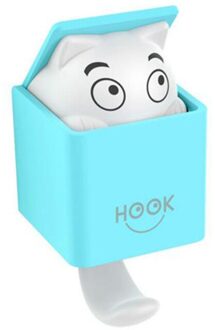 Keuken Badkamer Haak 1 Stuks Leuke Kat Home Decoratie Sleutel Haak Krachtige Leuke Kat Zwaartekracht Sensing Zuignap Muur Opknoping haak blauw