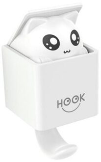 Keuken Badkamer Haak 1 Stuks Leuke Kat Home Decoratie Sleutel Haak Krachtige Leuke Kat Zwaartekracht Sensing Zuignap Muur Opknoping haak wit