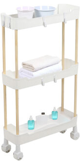 Keuken/badkamer opberg trolley - 3 laags - wit - 40 x 70 cm - mesh kunststof