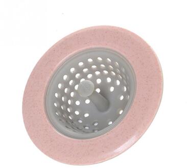Keuken/Badkamer Siliconen Sink Filter Scherm Afvoerputje Haar Stopper Hand Sink Plug Bad Catcher Sink Zeef Tool Roze
