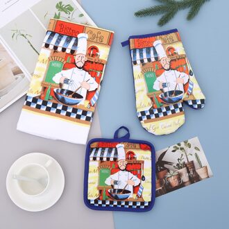 Keuken Bakken Oven Handschoenen Set Zonnebloem Hittebestendige Mat Placemat Warmte Isolatie Handschoenen Thee Handdoek Set g01