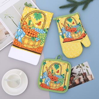 Keuken Bakken Oven Handschoenen Set Zonnebloem Hittebestendige Mat Placemat Warmte Isolatie Handschoenen Thee Handdoek Set g03