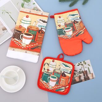 Keuken Bakken Oven Handschoenen Set Zonnebloem Hittebestendige Mat Placemat Warmte Isolatie Handschoenen Thee Handdoek Set g06
