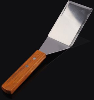 Keuken Bakken Spatel Houten Handvat Grill Turner Rvs Pannenkoek Teppanyaki Bakplaat Schraper Koken Gebruiksvoorwerp