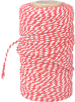 Keuken bindtouw - 1x 100 meter - rood/wit - katoenen bakkerstouw Multi