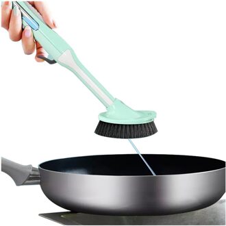 Keuken Borstel Lang Handvat Sterke Decontaminatie Borstel Met Verwijderbare Cleanser Dispenser Schotel Wassen Spons Gereedschappen