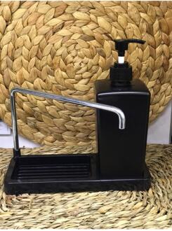 Keuken Counter Top Zeepdispenser Zwart Spons Houder 420 Ml Wasmiddel Dispenser Badkamer Accessoires Wassen Doldurulabilir Manel
