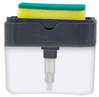 Keuken Desktop Zeepdispenser 2-in1 Multifunctionele Handig Handpers Zeepdispenser Zeep Opslag Voor Keuken zwart