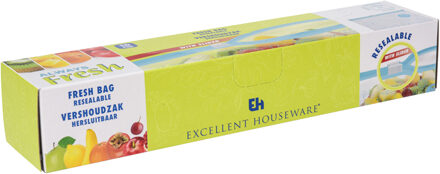 Keuken/diepvries vershoud zakken - 40x stuks - 1.2 liter inhoud - 20 x 21 cm - transparant - Vershoudknijpers Blauw