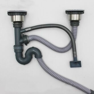 Keuken Dubbele Trog Downpipe Rvs Groente Wastafel Ontgeuringseffect Sink Downpipe Anti Overloop, Geur En Insect Proof