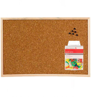 Keuken en kantoor Prikbord - hout - 58 x 39 cm - met 40 gekleurde punt punaises - Kantoor/thuis