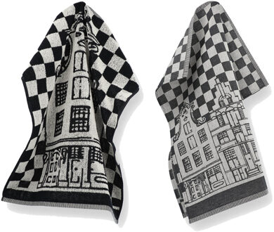 Keuken- en theedoek set Canal Houses Zwart