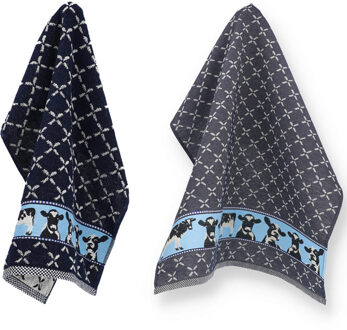 Keuken- en theedoek set Cows Donkerblauw