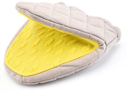 Keuken Enkele Oven Handschoenen Magnetron Siliconen Slip Warmte Temperatuur Handschoenen Isolatie Anti Verbranden Hand Clip Bakken Handschoenen geel