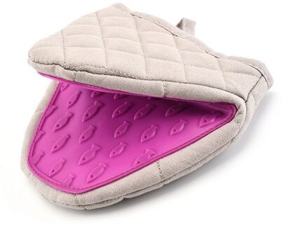 Keuken Enkele Oven Handschoenen Magnetron Siliconen Slip Warmte Temperatuur Handschoenen Isolatie Anti Verbranden Hand Clip Bakken Handschoenen paars