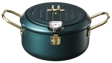 Keuken Frituren Pot Met Deksel En Thermometer Non Stick Tempura Friteuse Rvs Frieten Friteuse Pan groen