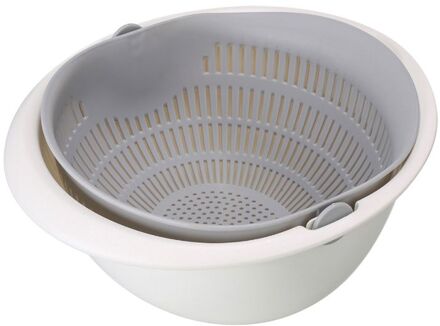Keuken Fruit Opslag Mand Multifunctionele Double-Layer Fruitmand Groente Schoonmaken Mand grijs