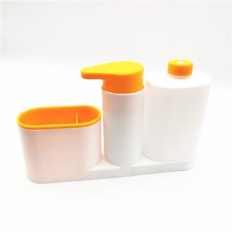 Keuken Gadget Badkamer Zeepdispenser Fles Opbergdoos Withtank Spons Borstel Houder Rack Keuken Accessoires 3 grids oranje