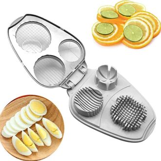 Keuken Gadgets Kookgerei Ei Slicer 3 In 1 Roestvrij Staal Handmatige Keuken Snijmachines Hardgekookte Eieren Keuken Tool Wit