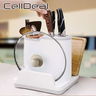 Keuken Gebruiksvoorwerp Houder Plastic Messenblok Met Aanrecht Servies Snijplank Opbergrek Plank Keuken Organizer zwart