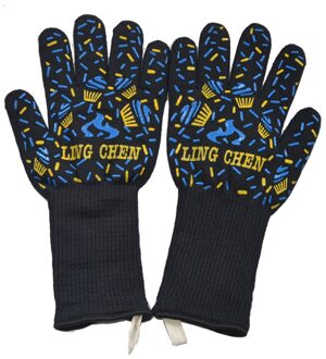 Keuken Handschoenen Bbq Handschoenen Slip Dikke Siliconen Extreme Warmte Siliconen Barbecue Koken Grill Oven Bakken Handschoen Wanten # Z4