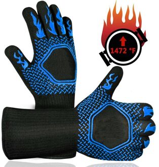 Keuken Handschoenen Voor Bbq Oven Handschoenen Barbecue Gereedschappen Hittebestendig Keuken Benodigdheden Brandwerende Handschoenen Blauw