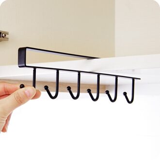 Keuken Hanger Ijzeren Haken Plank Gratis Van Punch Rack Multifunctionele Hanger Voor Keuken Gadgets Kabinet Kast Schotel Organisator zwart