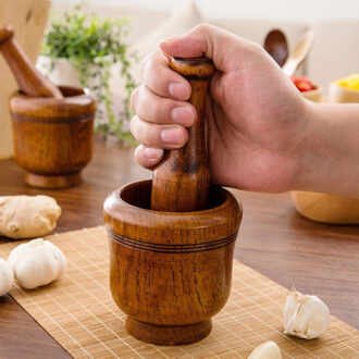 Keuken Houten Knoflook Vloerplaten Pot Voetstuk Kom Vijzel En Stamper Set Knoflook Pounder Huis Keuken Accessoires