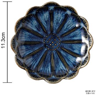 Keuken Keramische Olie Azijn Boter Gerechten Sojasaus Dompelen Bowls Mini Schotel Japanse Stijl Voorgerecht Platen Snack Lade 1 stuks stijl 1 donker blauw