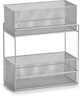 keuken/keukenkast organizer uitschuifbaar - zilver - 18 x 35 x 42 cm - metaal - Keukenkastorganizer