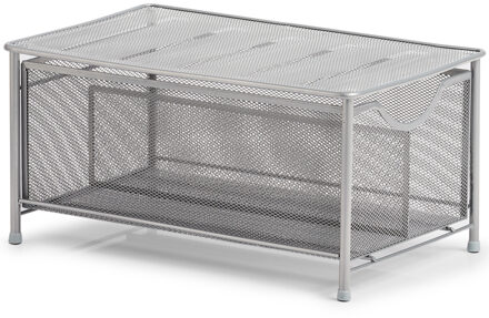 keuken/keukenkast organizer uitschuifbaar - zilver - 26 x 41 x 20 cm - metaal - Keukenkastorganizer