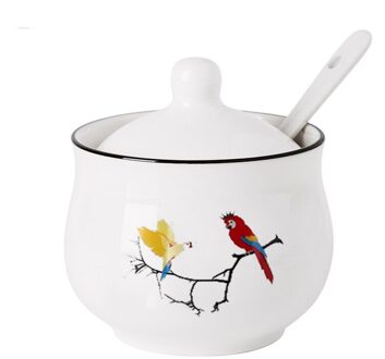 Keuken Kruiden Pot Met Deksel Lepel Scandinavië Keramische Opslag Potten Peper Zout Saus Container Aroma Fles