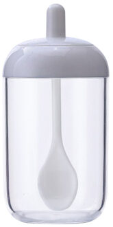 Keuken Kruiden Pot Rack Plastic Jar Spice Potten Zout Blikken Spice Opslag Container Peper Kruiden Met Lepel Voor Thuis grijs