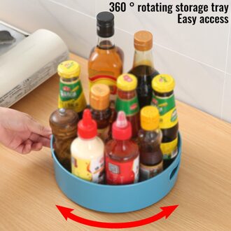 Keuken Kruidenrek Draaitafel Roterende Lade Opbergdoos Lichtgewicht Organizer Tray 360 Graden Roterende Lade Keuken Plank Keuken Blauw