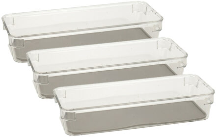 Keuken lade organizer bakje - Set van 3x stuks - 1-vaks - Tidy Smart serie - kunststof - 9 x 23 x 4,