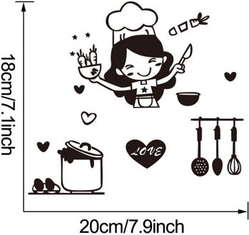 Keuken Light Switch Sticker Leuke Kok Vinyl Muurtattoo Home Decor zwart