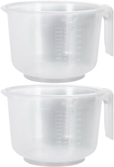 Keuken maatbeker/mengbeker - 2x - kunststof - transparant - 2500 ml