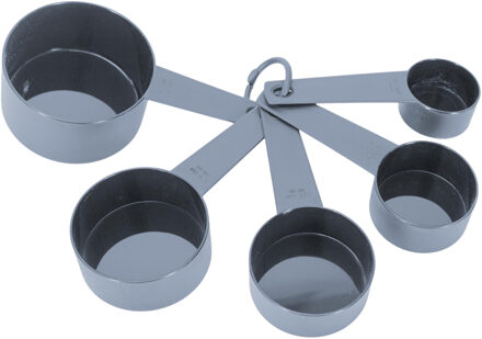 Keuken Maatschepjes / maatlepeltjes - Set 5x stuks - Kunststof - grijs - diverse formaten