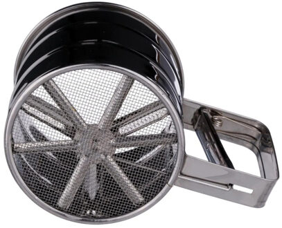 Keuken meel/poedersuiker zeef - met handvat/knijper - zilver