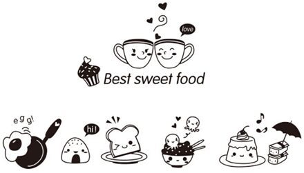 Keuken Muurstickers Koffie Zoete Voedsel Diy Muur Sticker Decoratie Oven Eetzaal Wallpapers Pvc Muurstickers #50G